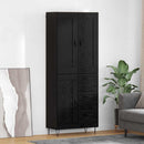 Highboard med skuffe Sort eg 69,5 x 34 x 180 cm Konstrueret træ