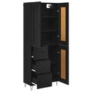 Highboard med skuffe Sort eg 69,5 x 34 x 180 cm Konstrueret træ