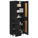 Highboard med skuffe Sort eg 69,5 x 34 x 180 cm Konstrueret træ