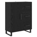 Highboard med skuffe 2 pcs Sort eg Ingeniørtræ og glas