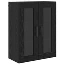 Highboard med skuffe 2 pcs Sort eg Ingeniørtræ og glas