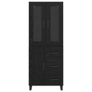 Highboard med skuffe 2 pcs Sort eg Ingeniørtræ og glas