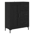 Highboard med skuffe Sort eg 69,5 x 34 x 180 cm Konstrueret træ