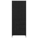 Highboard med skuffe Sort eg 69,5 x 34 x 180 cm Konstrueret træ