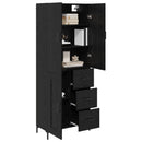 Highboard med skuffe Sort eg 69,5 x 34 x 180 cm Konstrueret træ