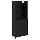 Highboard Sort eg 69,5 x 34 x 180 cm Ingeniørtræ og glas
