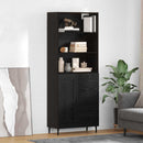Highboard Sort eg 69,5 x 34 x 180 cm Ingeniørtræ og glas