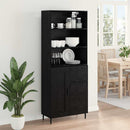 Highboard Sort eg 69,5 x 34 x 180 cm Ingeniørtræ og glas