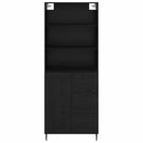 Highboard Sort eg 69,5 x 34 x 180 cm Ingeniørtræ og glas