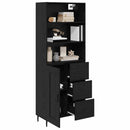 Highboard Sort eg 69,5 x 34 x 180 cm Ingeniørtræ og glas