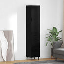 Highboard med skuffe Sort eg 34,5 x 34 x 180 cm Konstrueret træ