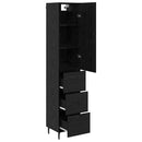 Highboard med skuffe Sort eg 34,5 x 34 x 180 cm Konstrueret træ