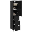Highboard med skuffe Sort eg 34,5 x 34 x 180 cm Konstrueret træ