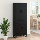 Highboard 2 pcs Sort eg 69,5 x 34 x 180 cm Ingeniørtræ og glas