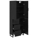 Highboard 2 pcs Sort eg 69,5 x 34 x 180 cm Ingeniørtræ og glas
