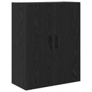 Highboard 2 pcs Sort eg 69,5 x 34 x 180 cm Ingeniørtræ og glas