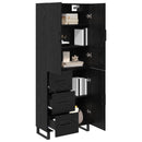 Highboard 2 pcs Sort eg 69,5 x 34 x 180 cm Ingeniørtræ og glas