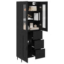 Highboard med skuffe 2 pcs Sort eg Konstrueret træ