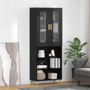 Highboard Sort eg 69,5 x 34 x 180 cm Ingeniørtræ og glas