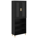 Highboard Sort eg 69,5 x 34 x 180 cm Ingeniørtræ og glas