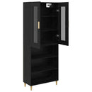 Highboard Sort eg 69,5 x 34 x 180 cm Ingeniørtræ og glas