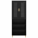 Highboard Sort eg 69,5 x 34 x 180 cm Ingeniørtræ og glas