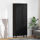 Highboard 2 pcs Sort eg 69,5 x 34 x 180 cm Ingeniørtræ og glas
