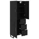 Highboard 2 pcs Sort eg 69,5 x 34 x 180 cm Ingeniørtræ og glas