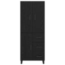 Highboard 2 pcs Sort eg 69,5 x 34 x 180 cm Ingeniørtræ og glas