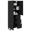 Highboard 2 pcs Sort eg 69,5 x 34 x 180 cm Ingeniørtræ og glas