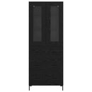 Highboard med skuffe 2 pcs Sort eg Konstrueret træ