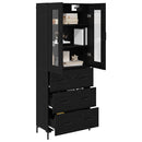 Highboard med skuffe 2 pcs Sort eg Konstrueret træ