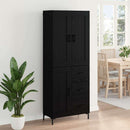 Highboard med skuffe 2 pcs Sort eg Konstrueret træ