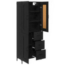 Highboard med skuffe 2 pcs Sort eg Konstrueret træ