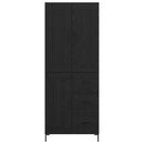 Highboard med skuffe 2 pcs Sort eg Konstrueret træ
