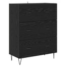 Highboard med skuffe 2 pcs Sort eg Konstrueret træ
