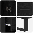 Highboard med skuffe Sort eg 34,5 x 34 x 180 cm Konstrueret træ