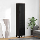 Highboard med skuffe Sort eg 34,5 x 34 x 180 cm Konstrueret træ