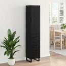 Highboard med skuffe Sort eg 34,5 x 34 x 180 cm Konstrueret træ