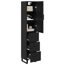 Highboard med skuffe Sort eg 34,5 x 34 x 180 cm Konstrueret træ