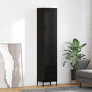 Highboard med skuffe Sort eg 34,5 x 34 x 180 cm Konstrueret træ