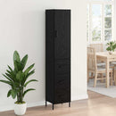Highboard med skuffe Sort eg 34,5 x 34 x 180 cm Konstrueret træ