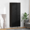 Highboard med skuffe 2 pcs Sort eg Ingeniørtræ og glas