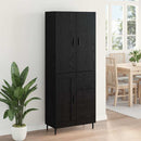 Highboard med skuffe 2 pcs Sort eg Ingeniørtræ og glas