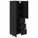 Highboard med skuffe 2 pcs Sort eg Ingeniørtræ og glas