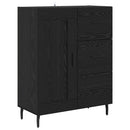 Highboard med skuffe 2 pcs Sort eg Ingeniørtræ og glas