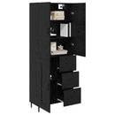 Highboard med skuffe 2 pcs Sort eg Ingeniørtræ og glas