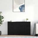Sideboard med skuffe 3 pcs Sort eg Konstrueret træ