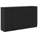 Sideboard med skuffe 3 pcs Sort eg Konstrueret træ