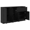 Sideboard med skuffe 3 pcs Sort eg Konstrueret træ